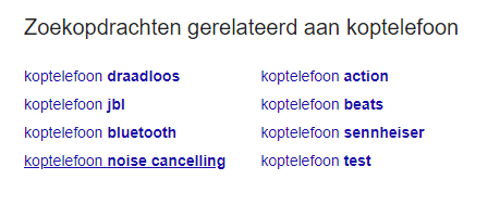 gerelateerde zoekwoorden Google