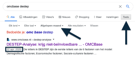 Google zoekopdracht datum destep